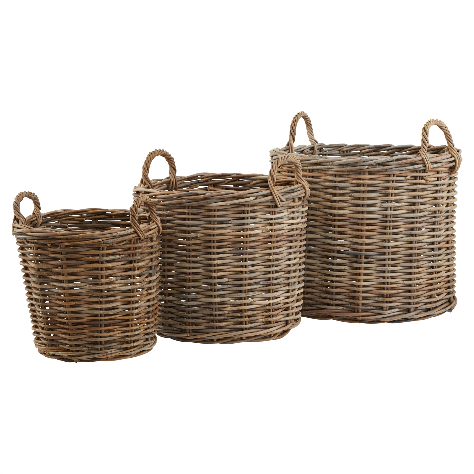 Set of 3 Kubu Rattan Round Storage Baskets 3