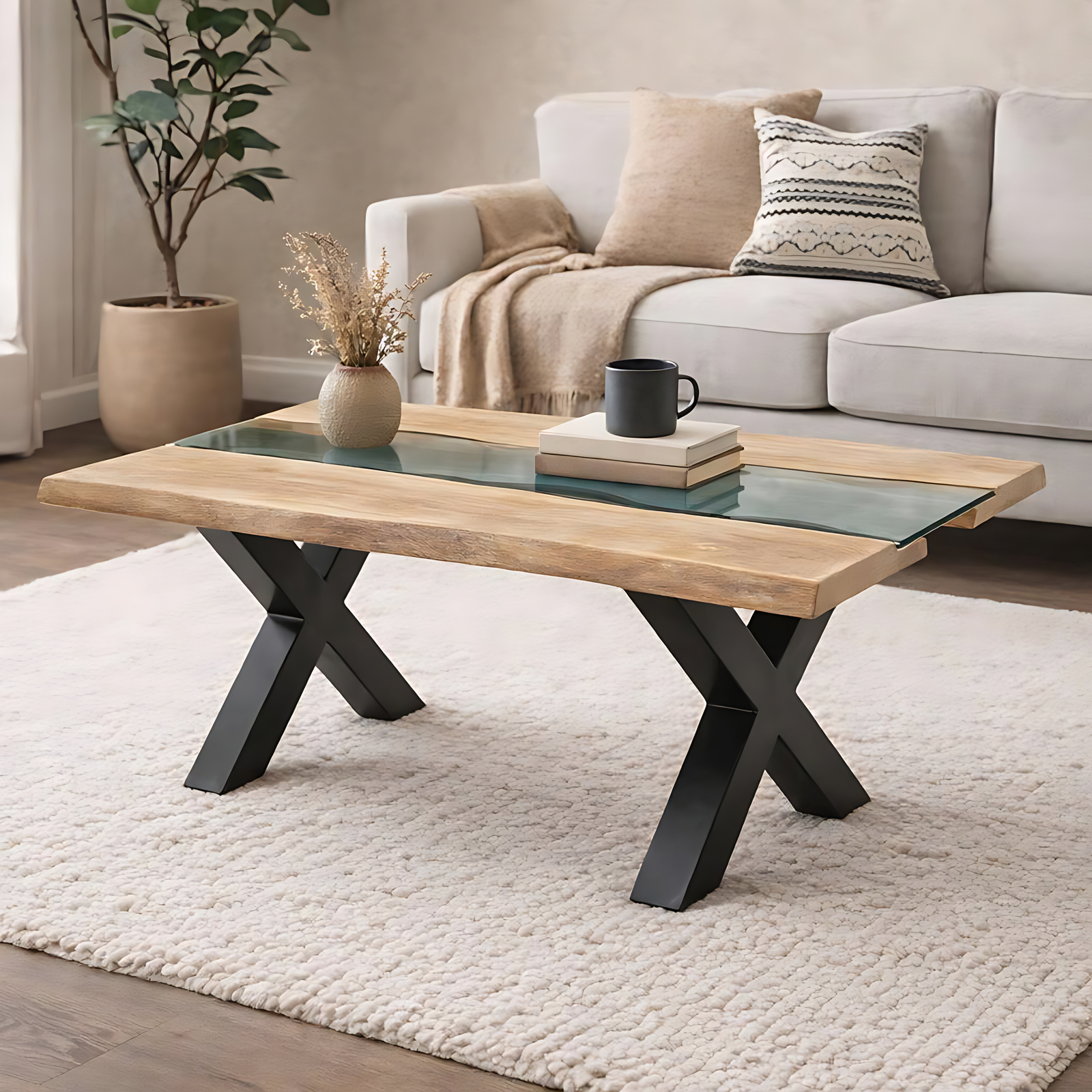 Live Edge Collection Light Acacia River Coffee Table 2