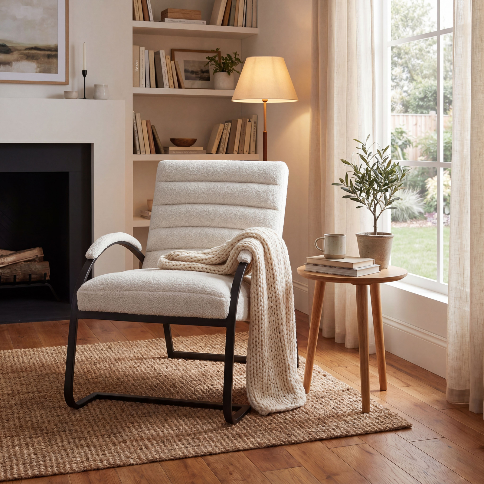Boucle Ribbed Ark Chair 2