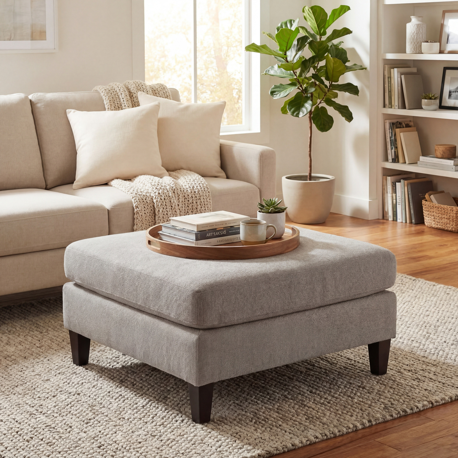 Vesper Taupe Ottoman Foot Stool 2